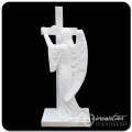 outdoor decoration menorial stone carving white marble cemetery angel statue